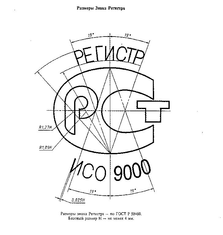 Размеры знака регистра